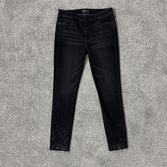 Abercrombie & Fitch Jeans Womens 27 Harper Low Rise Ankle Rhinestone Studded - Picture 1 of 11